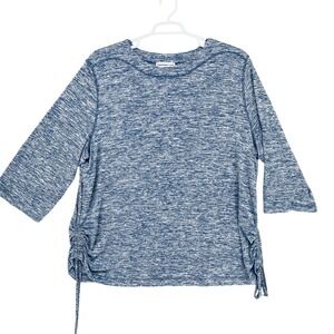 Southern Lady Knit Top Ruched 3/4 Sleeve Heathered Blue‎ Casual Comfy Size 3X